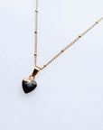 Black Tourmaline Heart Necklace for Protection (S)