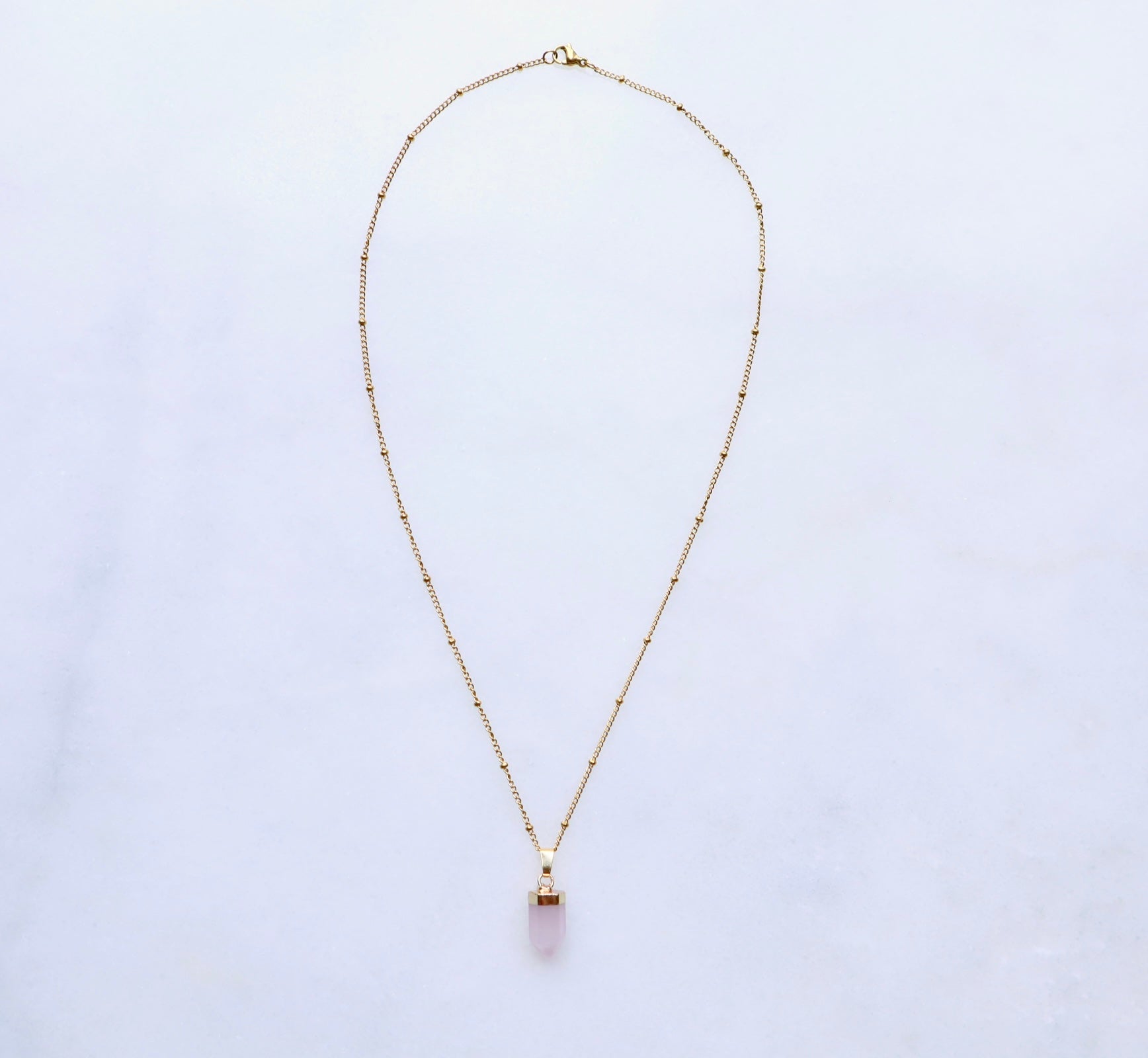 Rose Quartz Point Necklace for Love & Peace