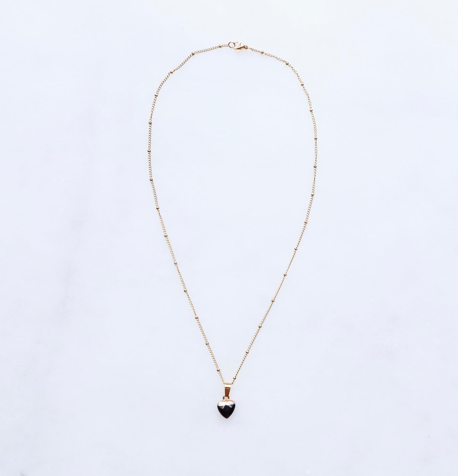 Black Tourmaline Heart Necklace for Protection (S)