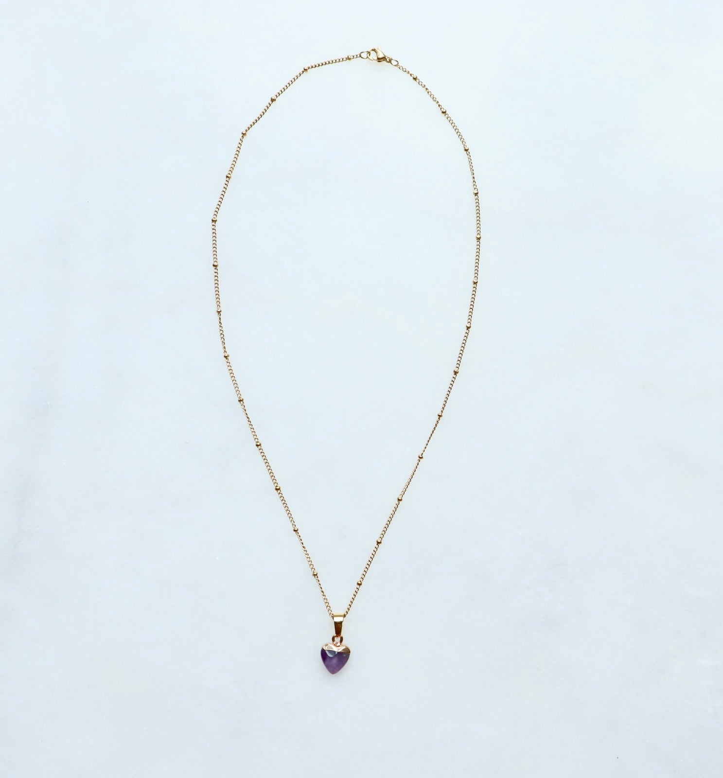 Amethyst Heart Necklace for Peace & Calm (S)