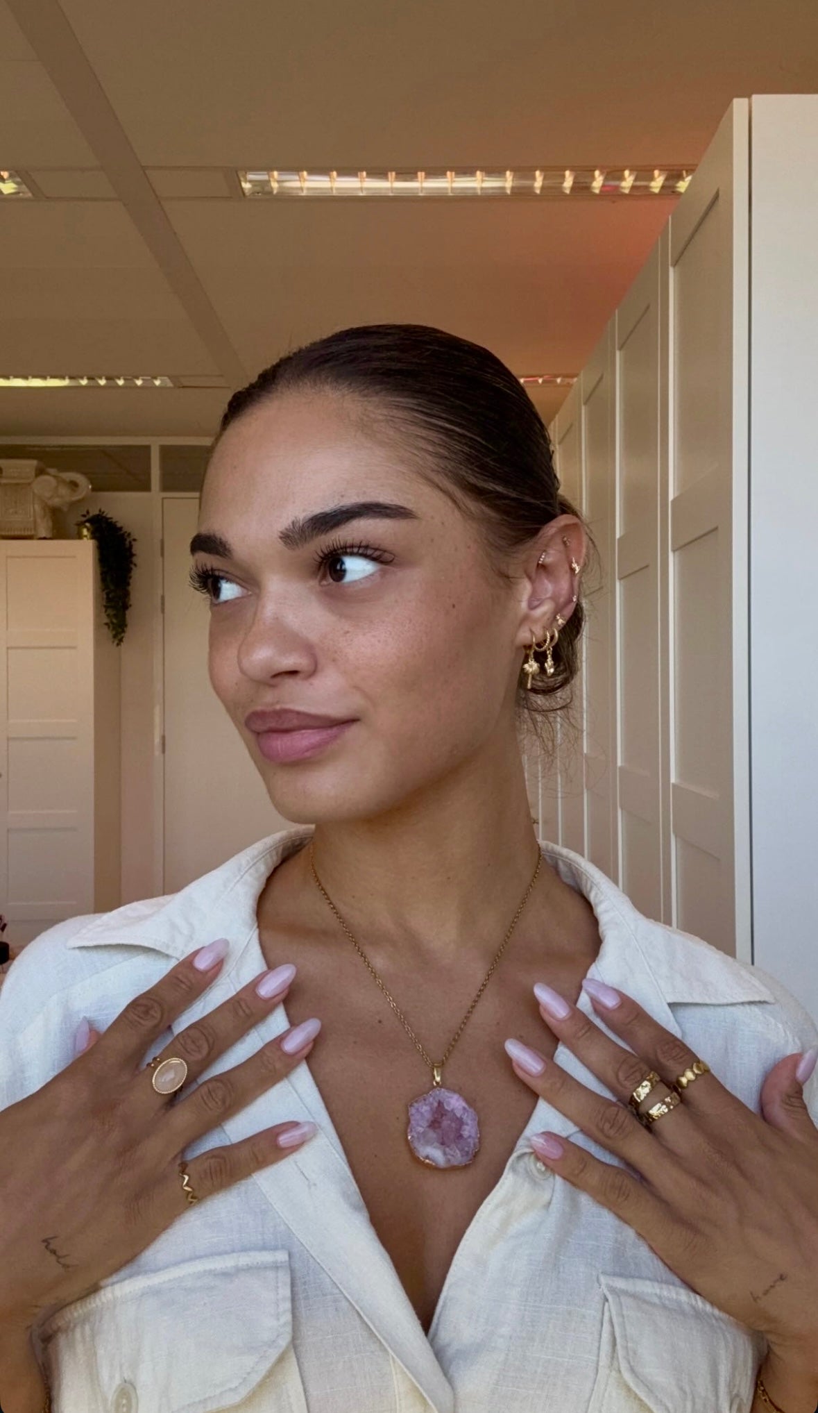 Pink Druzy Sprinkle Necklace for Joy & Positivity (S)