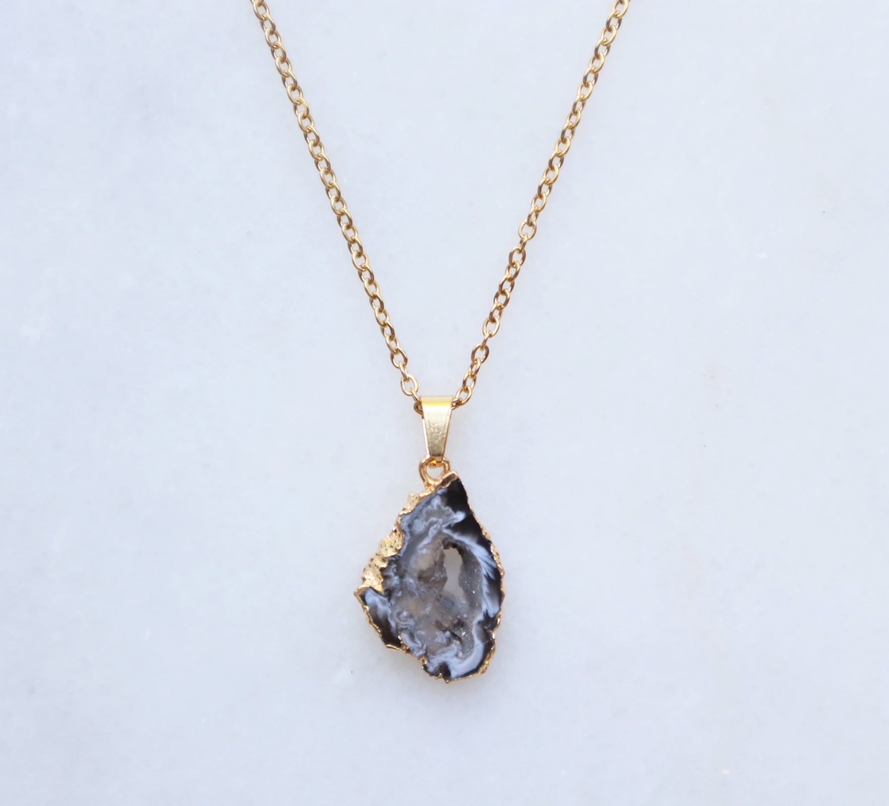 Agate Geode Necklace for Balance & Focus