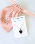 Black Tourmaline Heart Necklace for Protection
