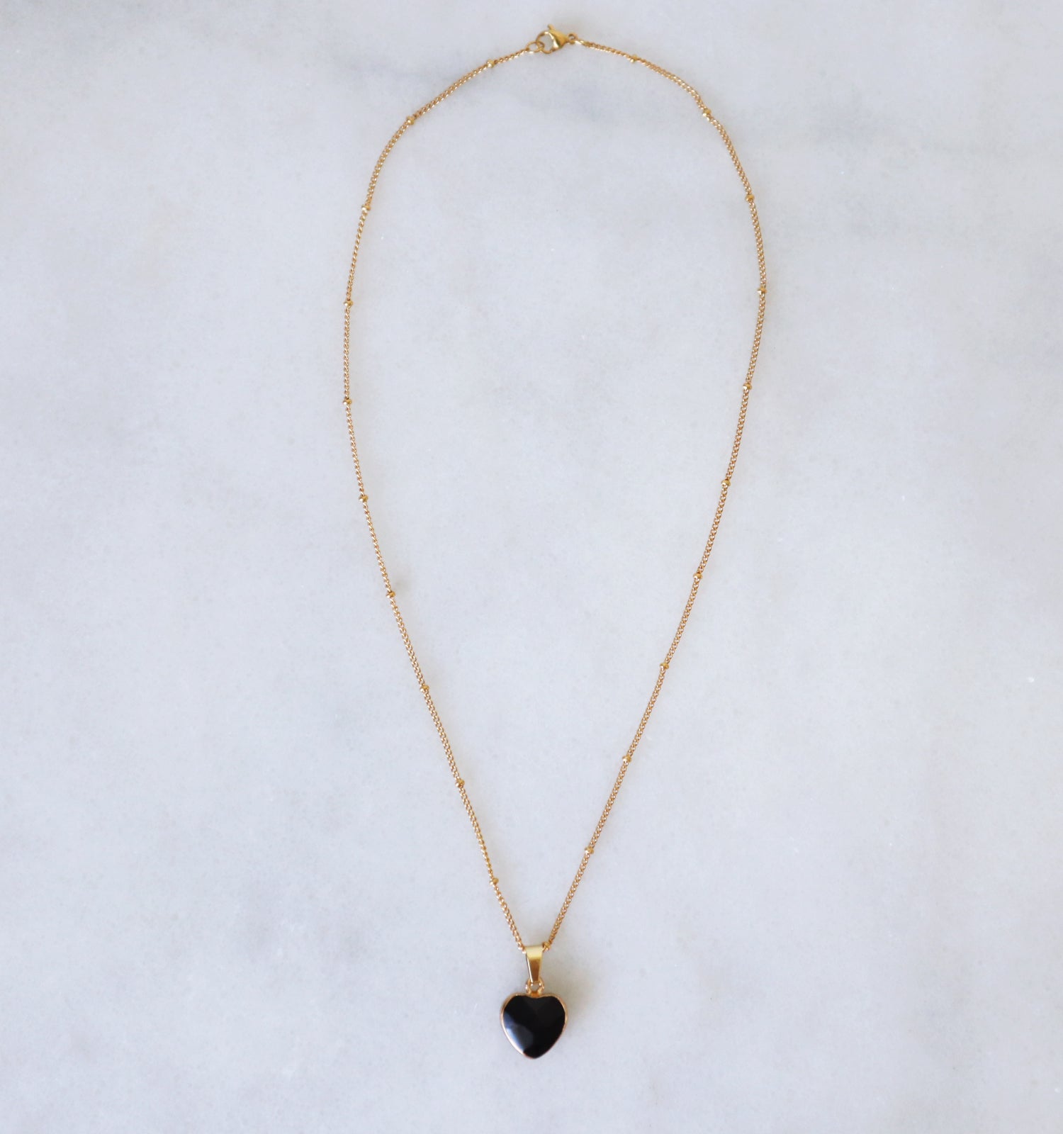 Black Tourmaline Heart Necklace for Protection