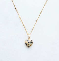 Dalmatian Jasper Heart Necklace for Personal Development