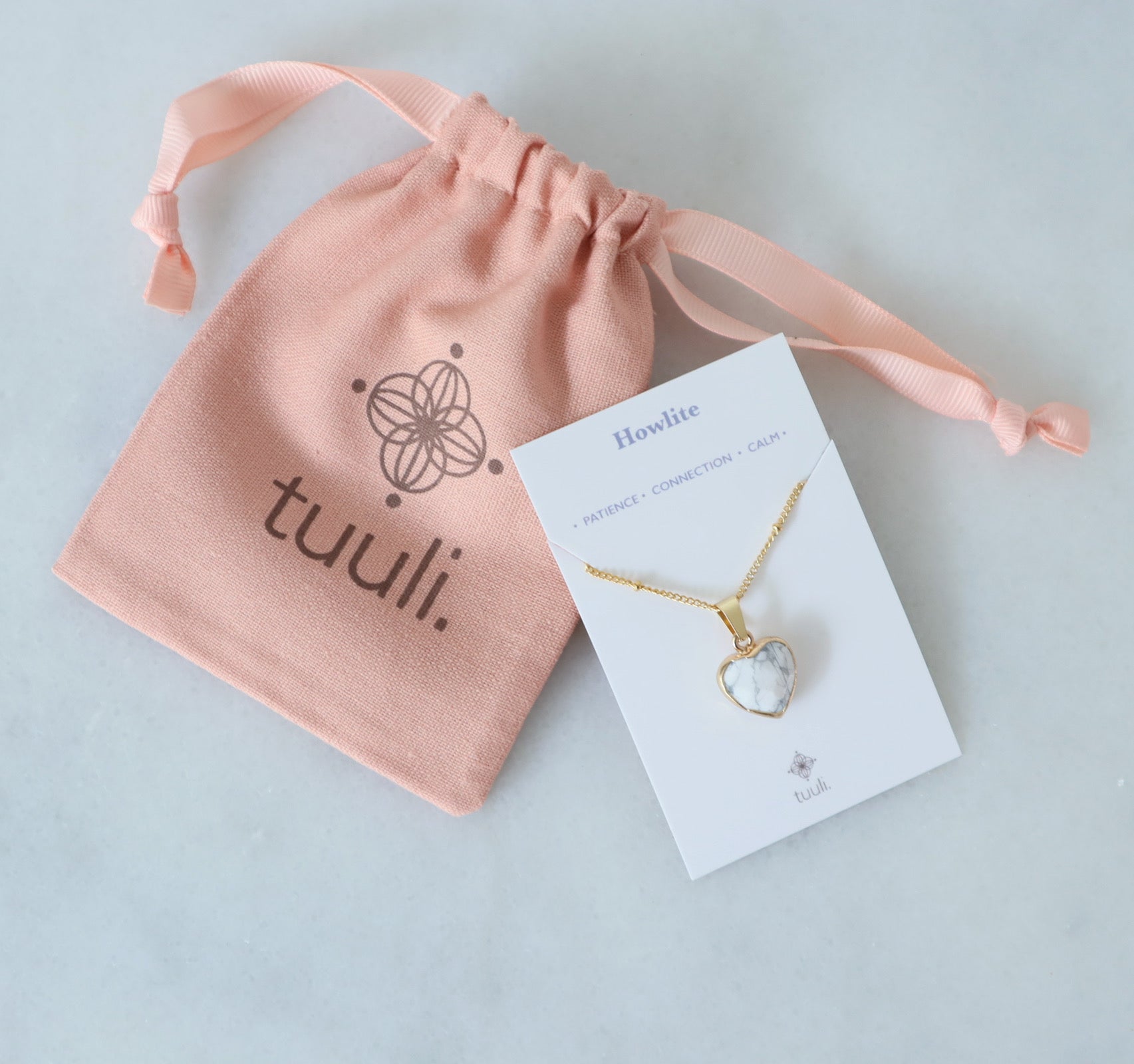 Howlite Heart Necklace for Peace & Patience