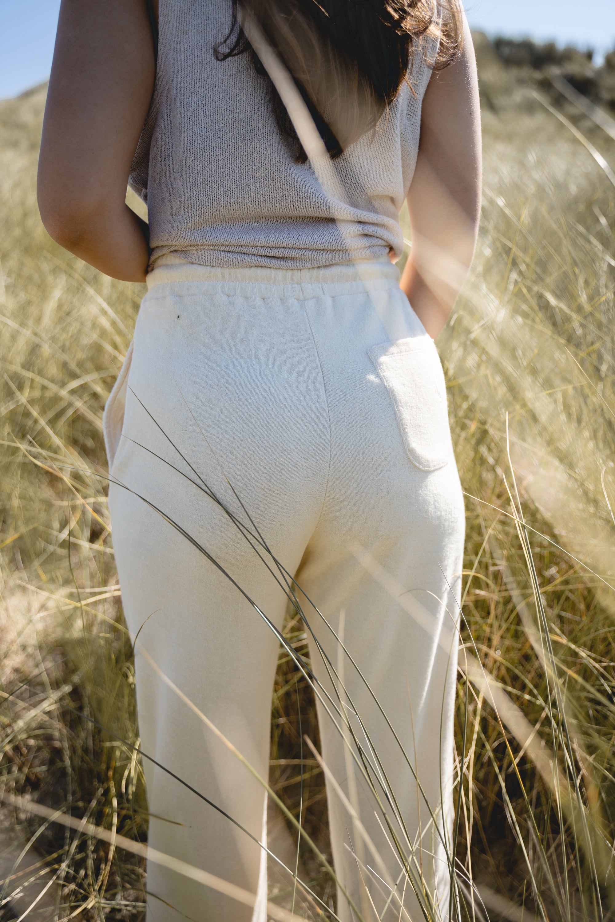 Unisex Meditation Terry Pants Creme