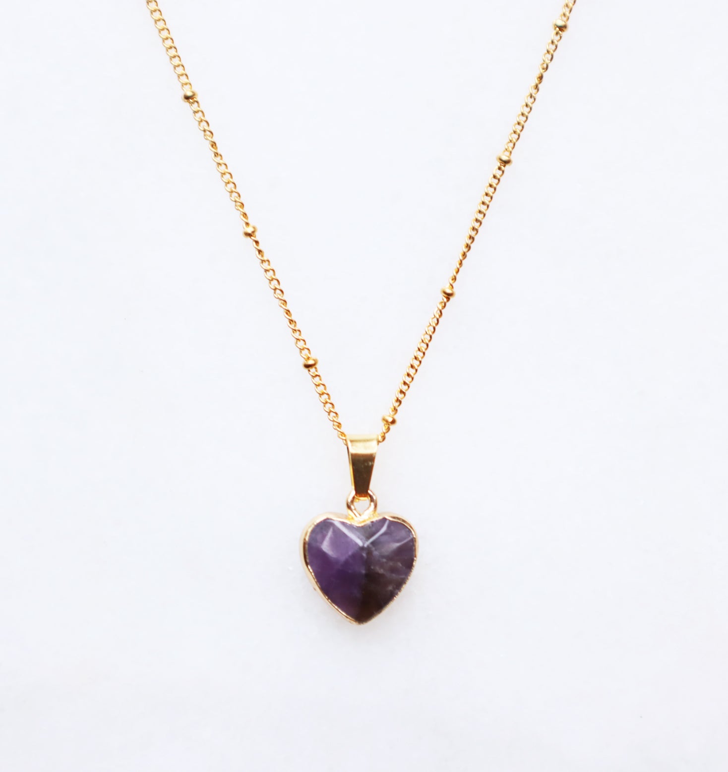 Amethyst Heart Necklace for Peace & Balance
