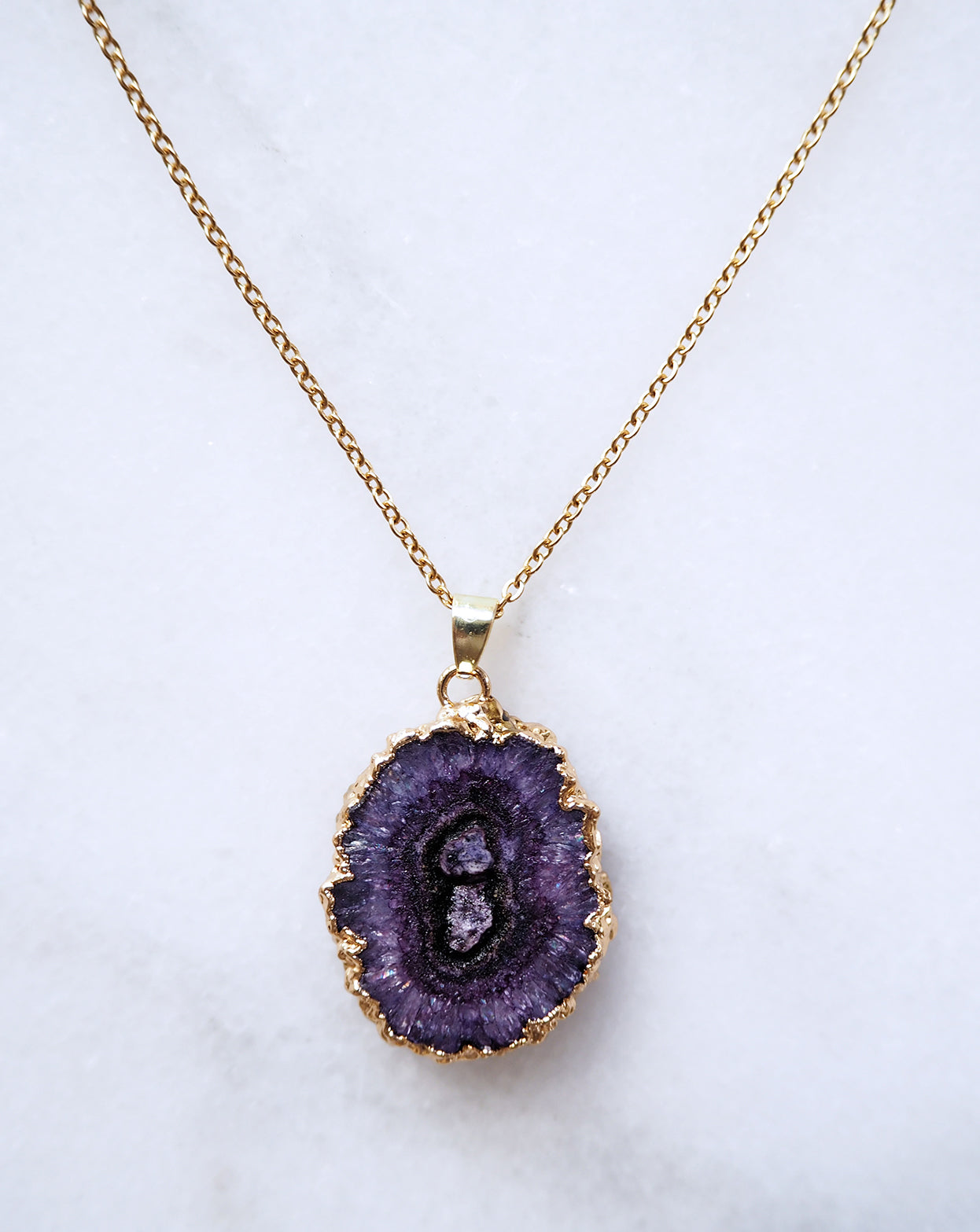 Purple Druzy Agate Necklace for Calm & Creativity