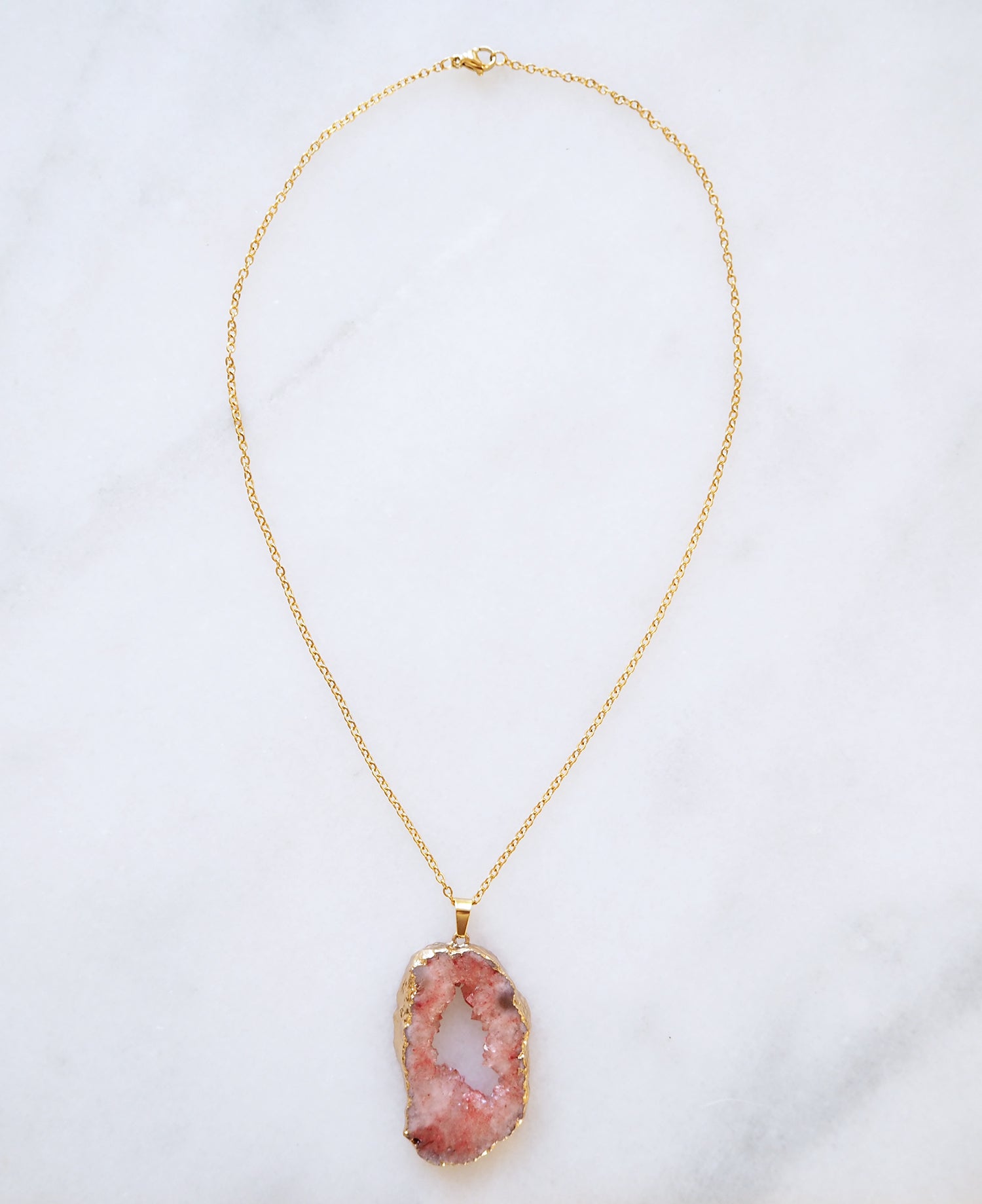 Coral Druzy Sprinkle Necklace for Vitality & Joy
