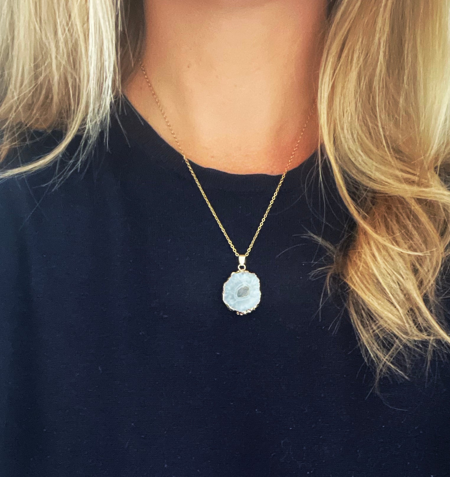 White Druzy Agate Necklace for Clarity & Positivity