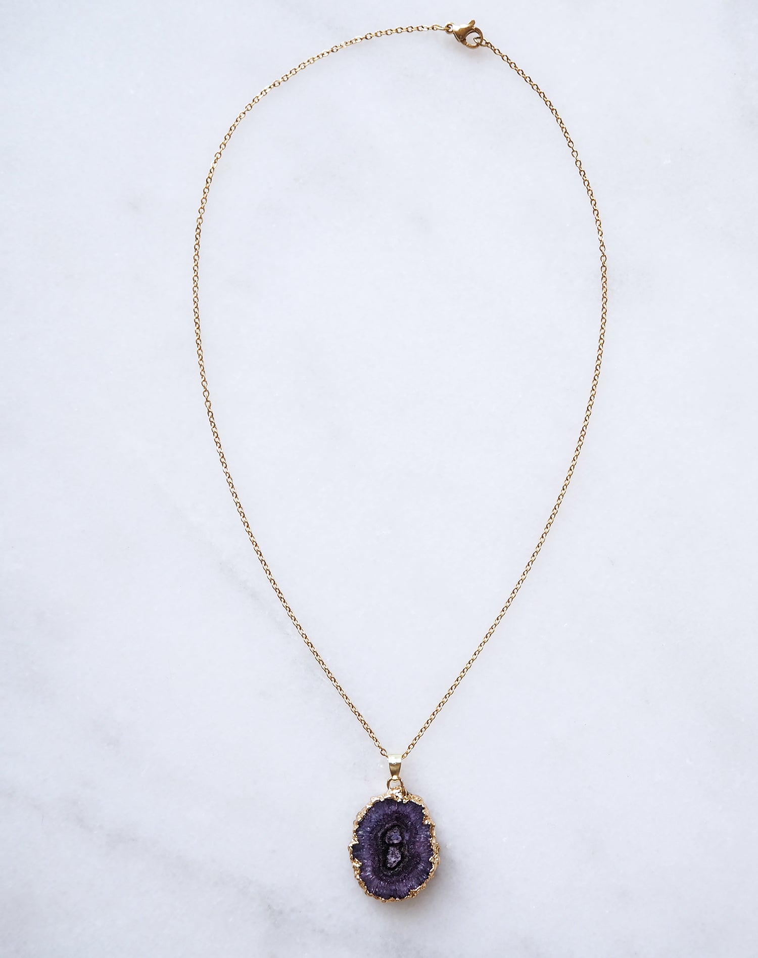 Purple Druzy Agate Necklace for Calm & Creativity