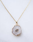 White Druzy Agate Necklace for Clarity & Positivity