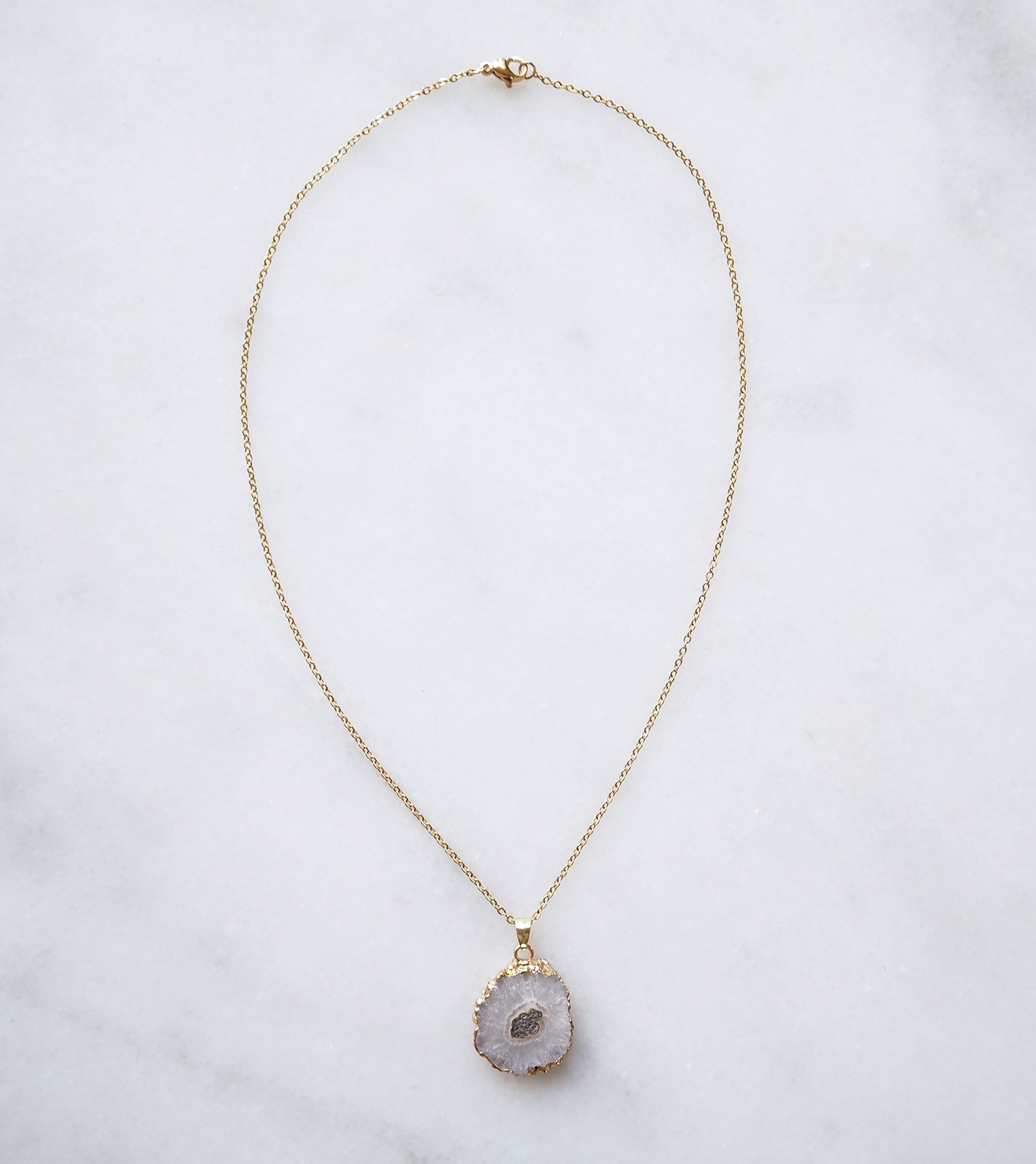 White Druzy Agate Necklace for Clarity & Positivity