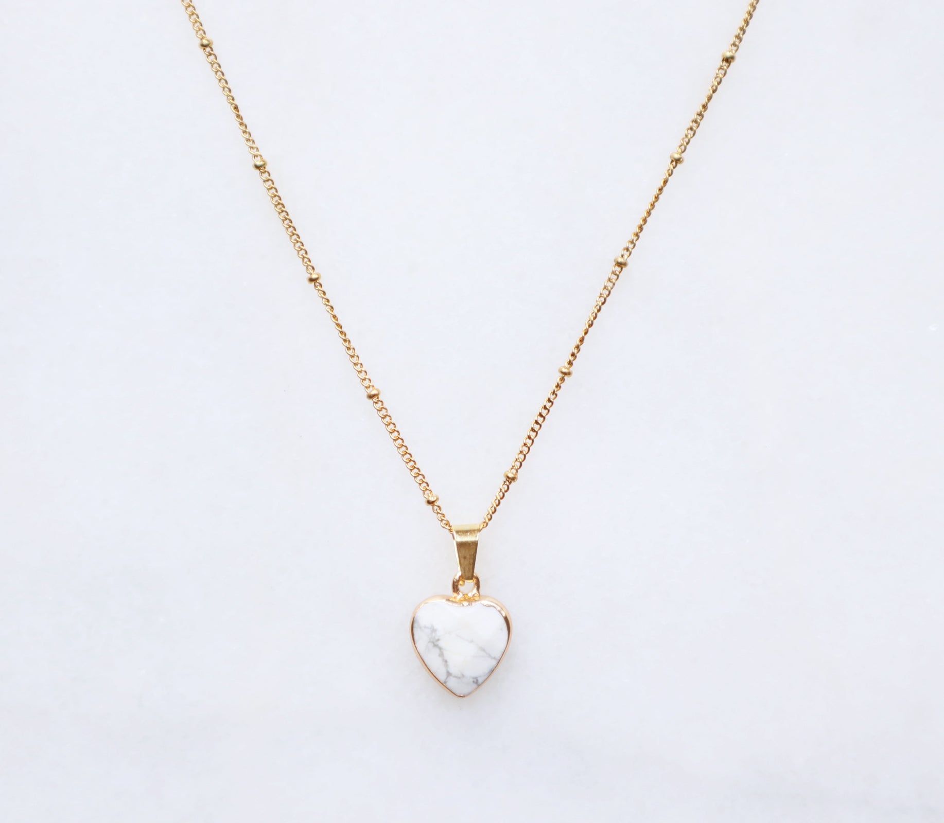 Howlite Heart Necklace for Peace & Patience