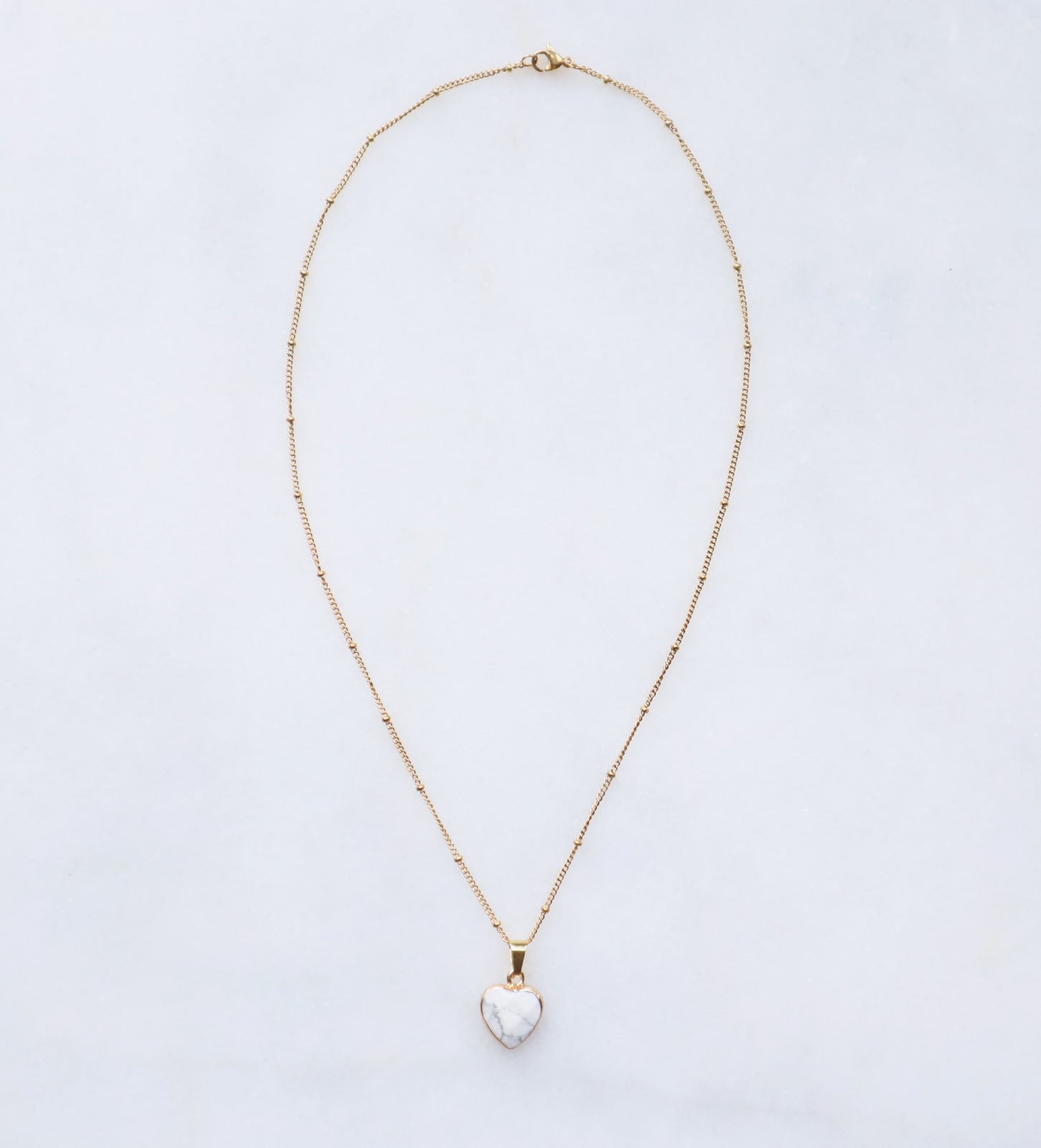 Howlite Heart Necklace for Peace & Patience