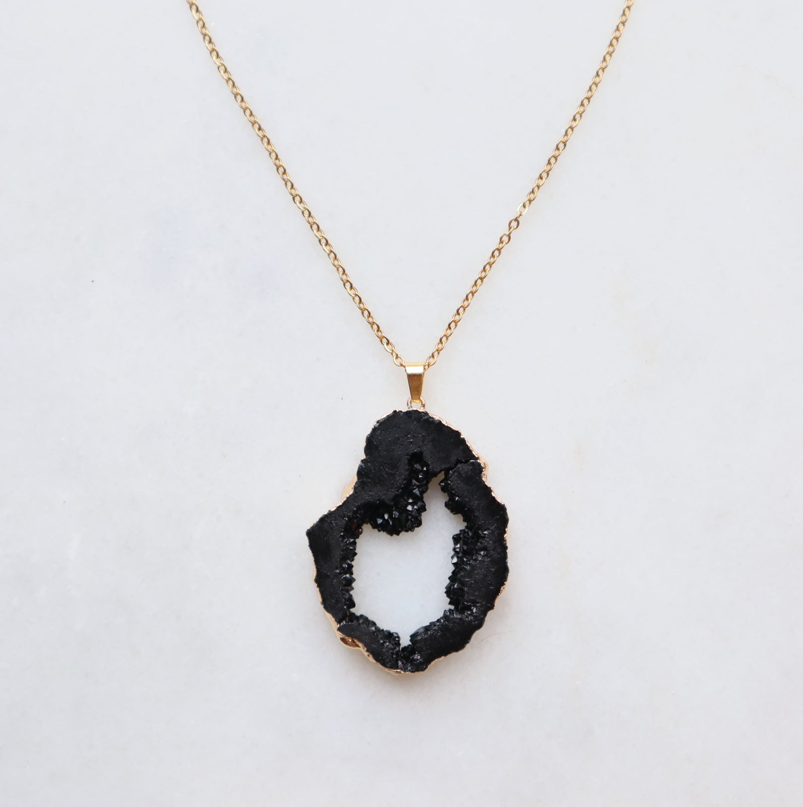 Black Druzy Sprinkle Necklace