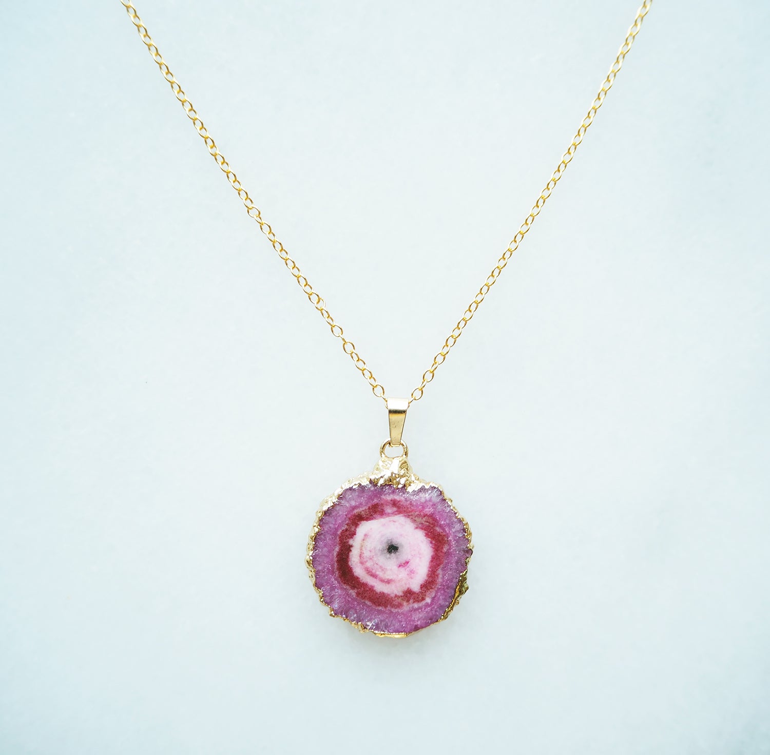 Pink Druzy Agate Necklace for Love & Positivity