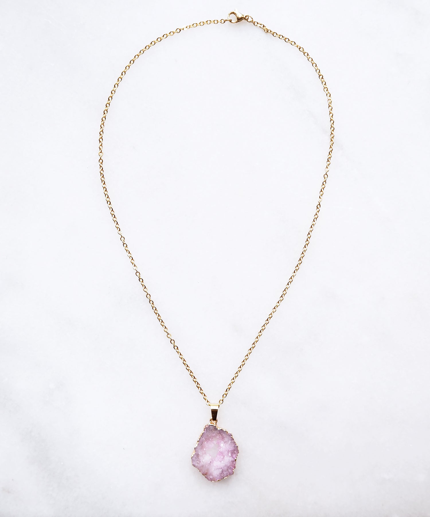 Pink Druzy Sprinkle Necklace for Joy & Positivity (S)
