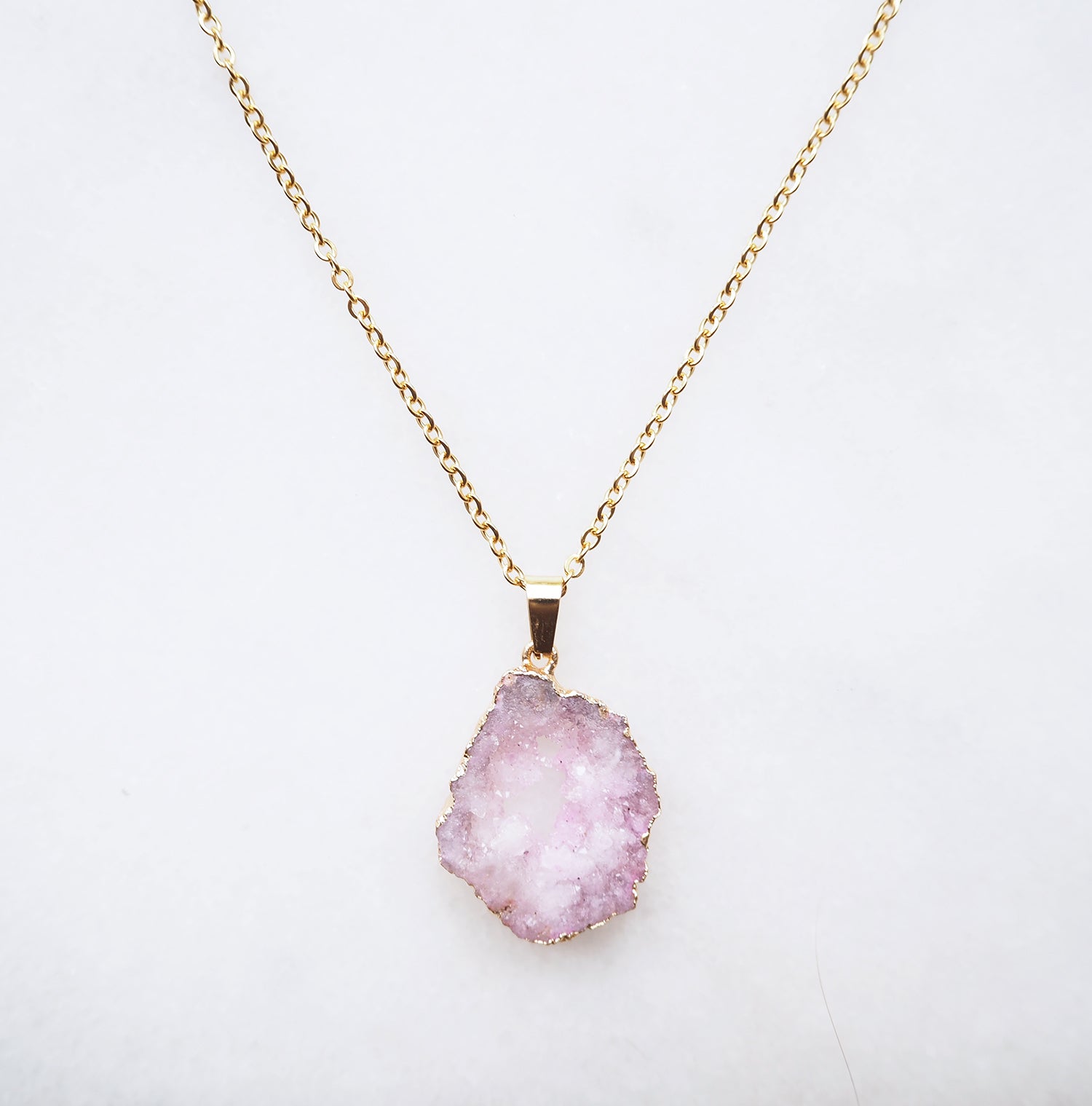 Pink Druzy Sprinkle Necklace for Joy & Positivity (S)