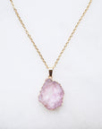 Pink Druzy Sprinkle Necklace for Joy & Positivity (S)
