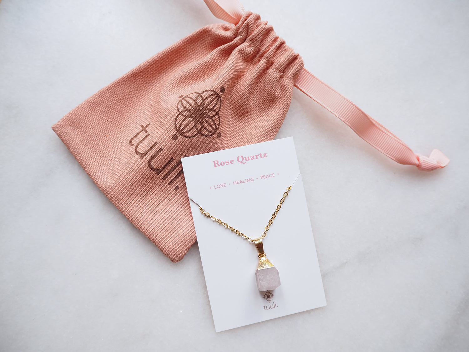 Rose Quartz Necklace for Love & Peace