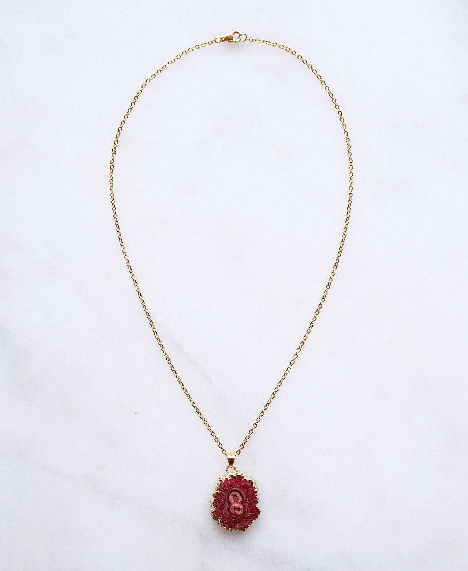 Strawberry Druzy Agate Necklace for Love & Positivity