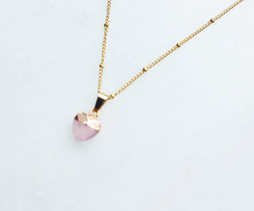 Rose Quartz Heart Necklace - S