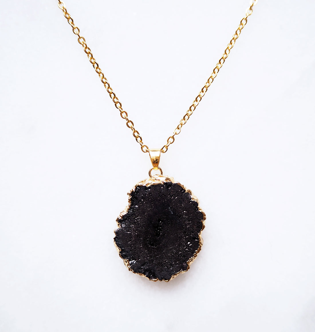 Black Druzy Agate Necklace