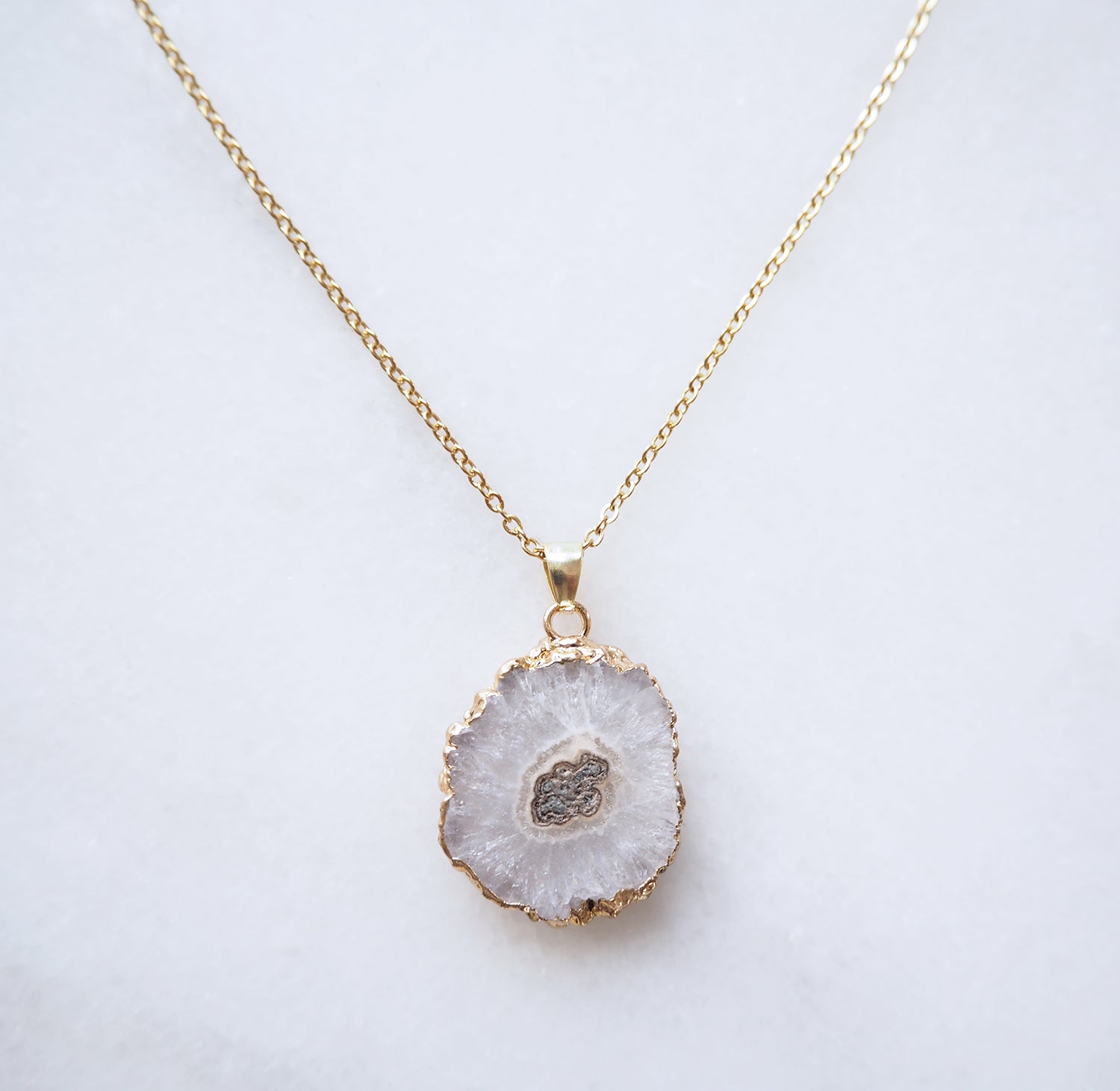 White Druzy Agate Necklace