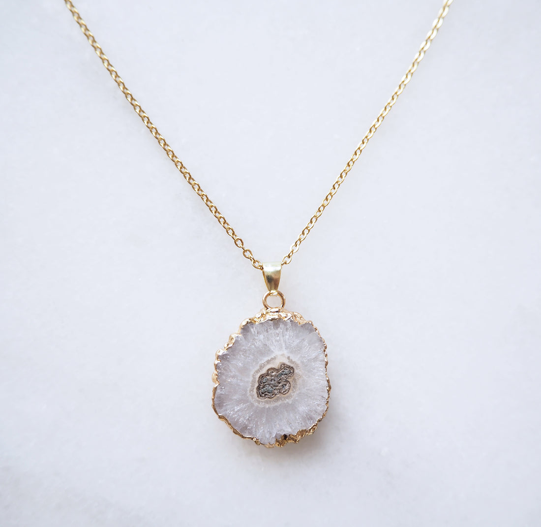 White Druzy Agate Necklace