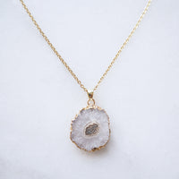 White Druzy Agate Necklace