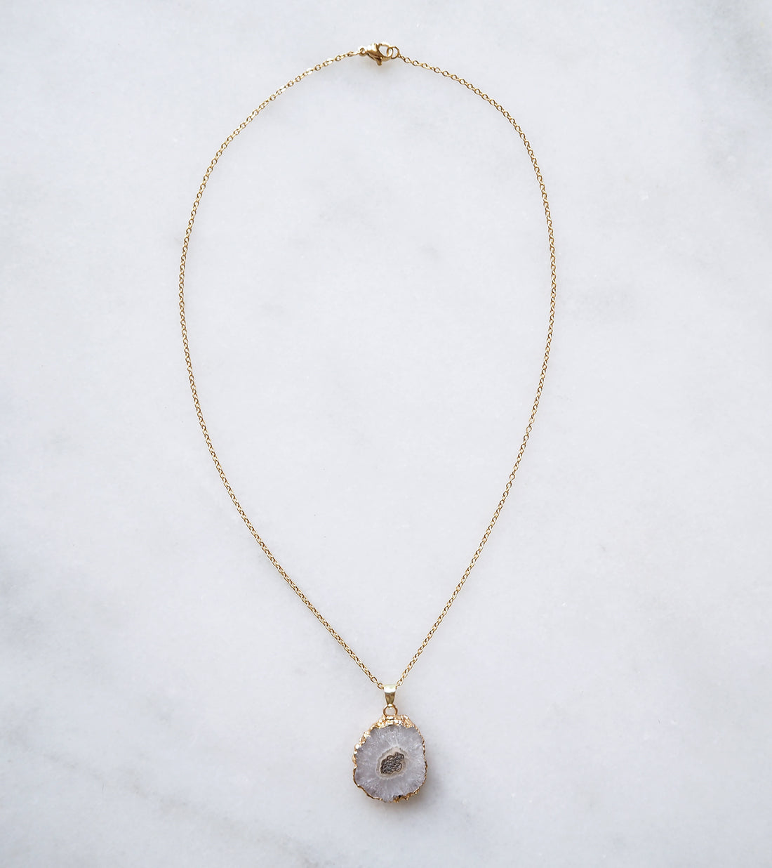 White Druzy Agate Necklace