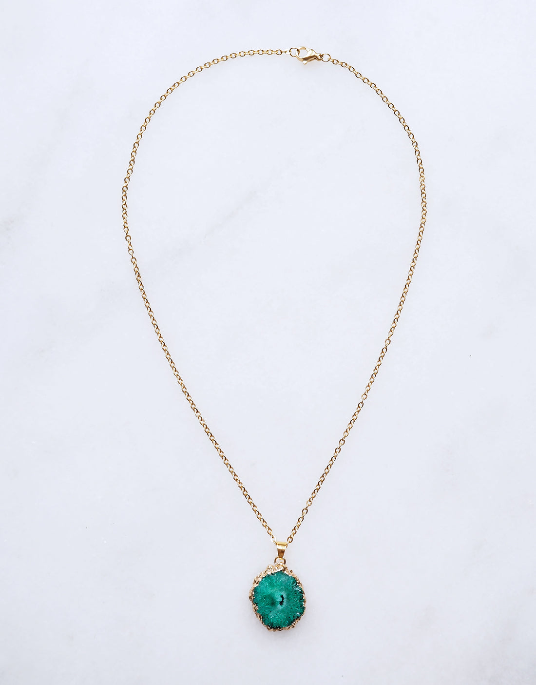 Green Druzy Agate Necklace