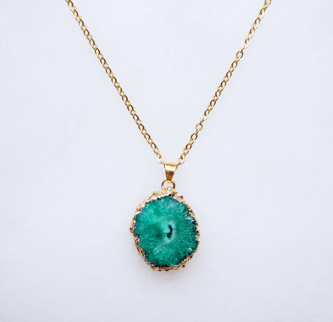 Green Druzy Agate Necklace