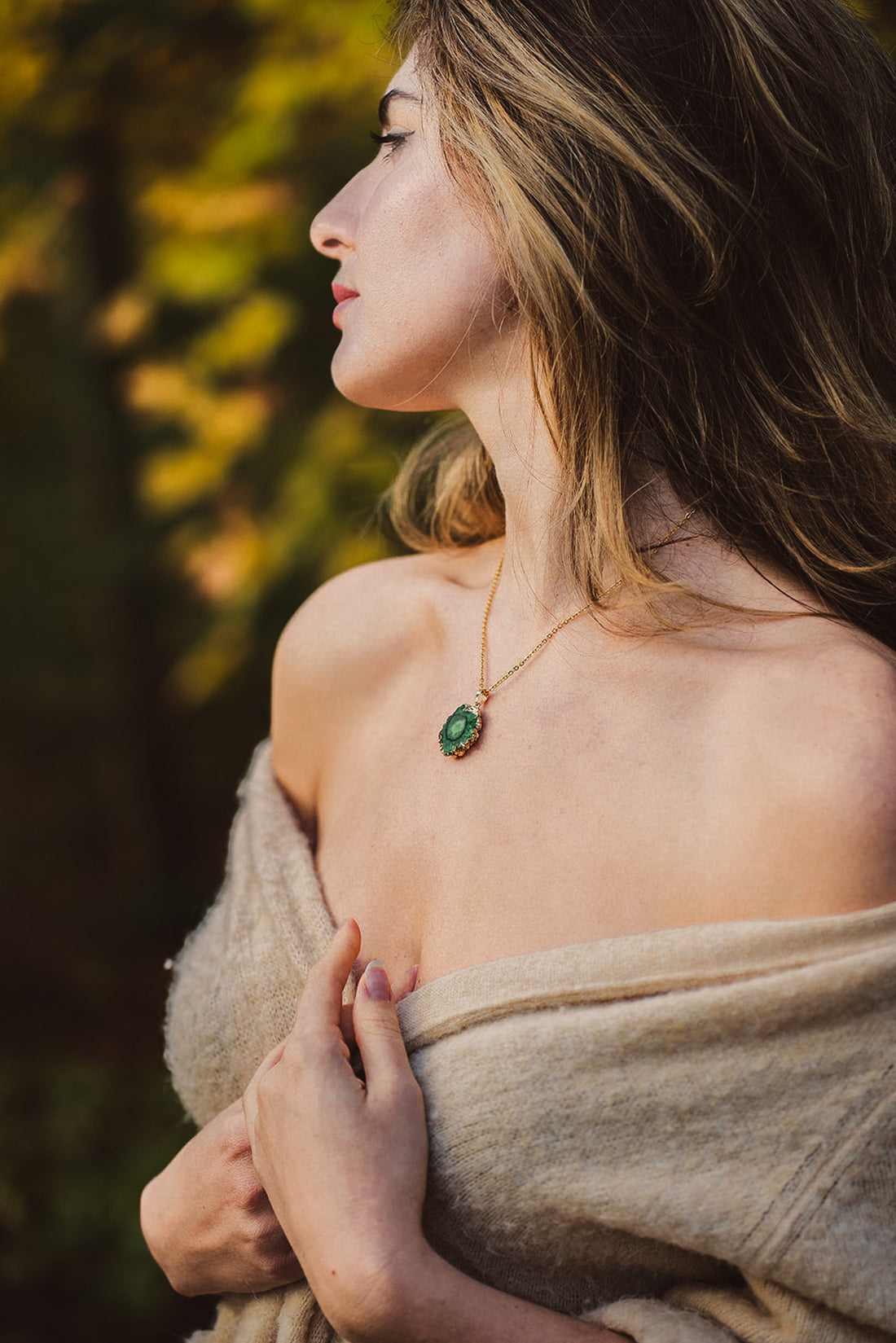 Green Druzy Agate Necklace