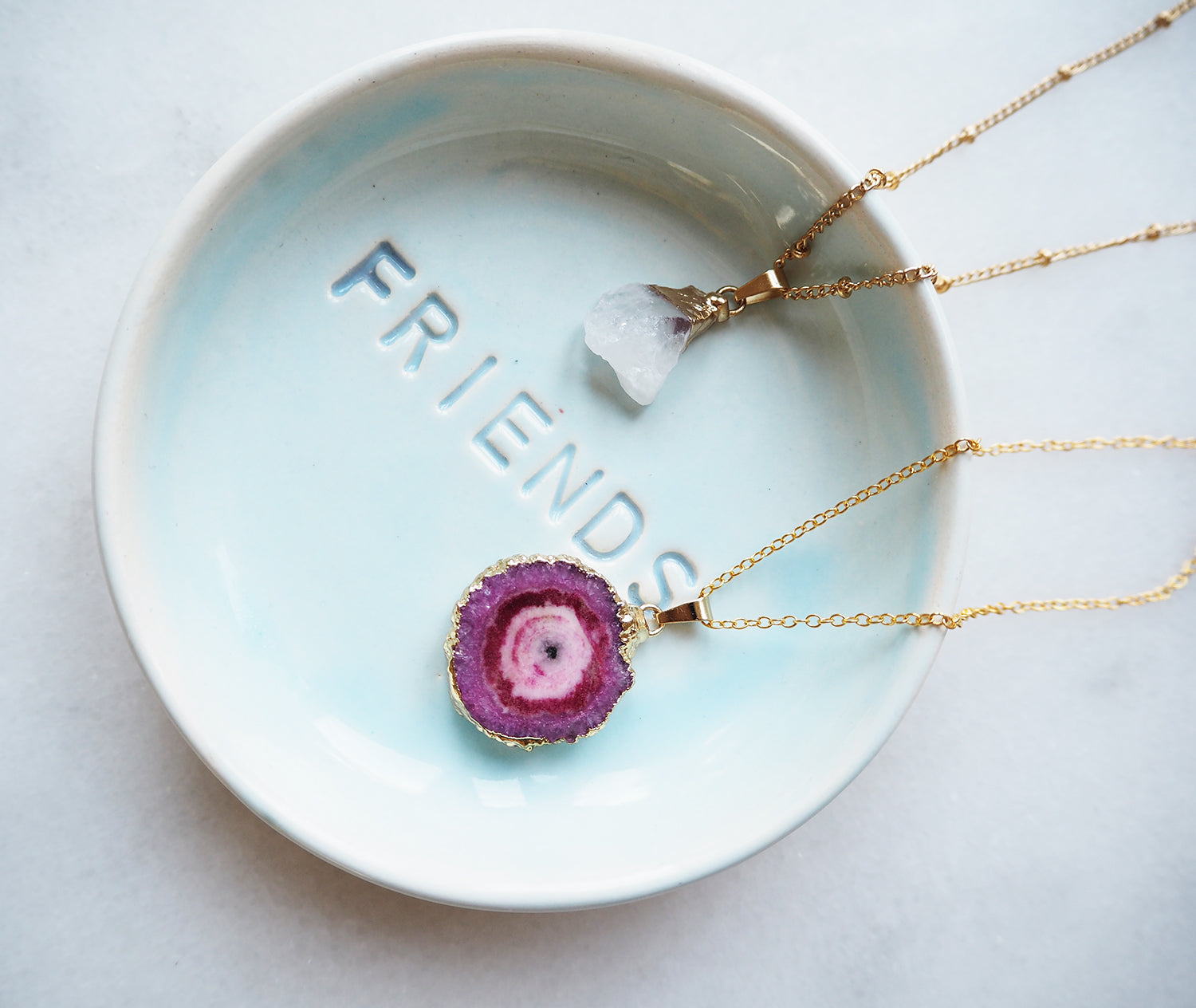 Pink Druzy Agate Necklace