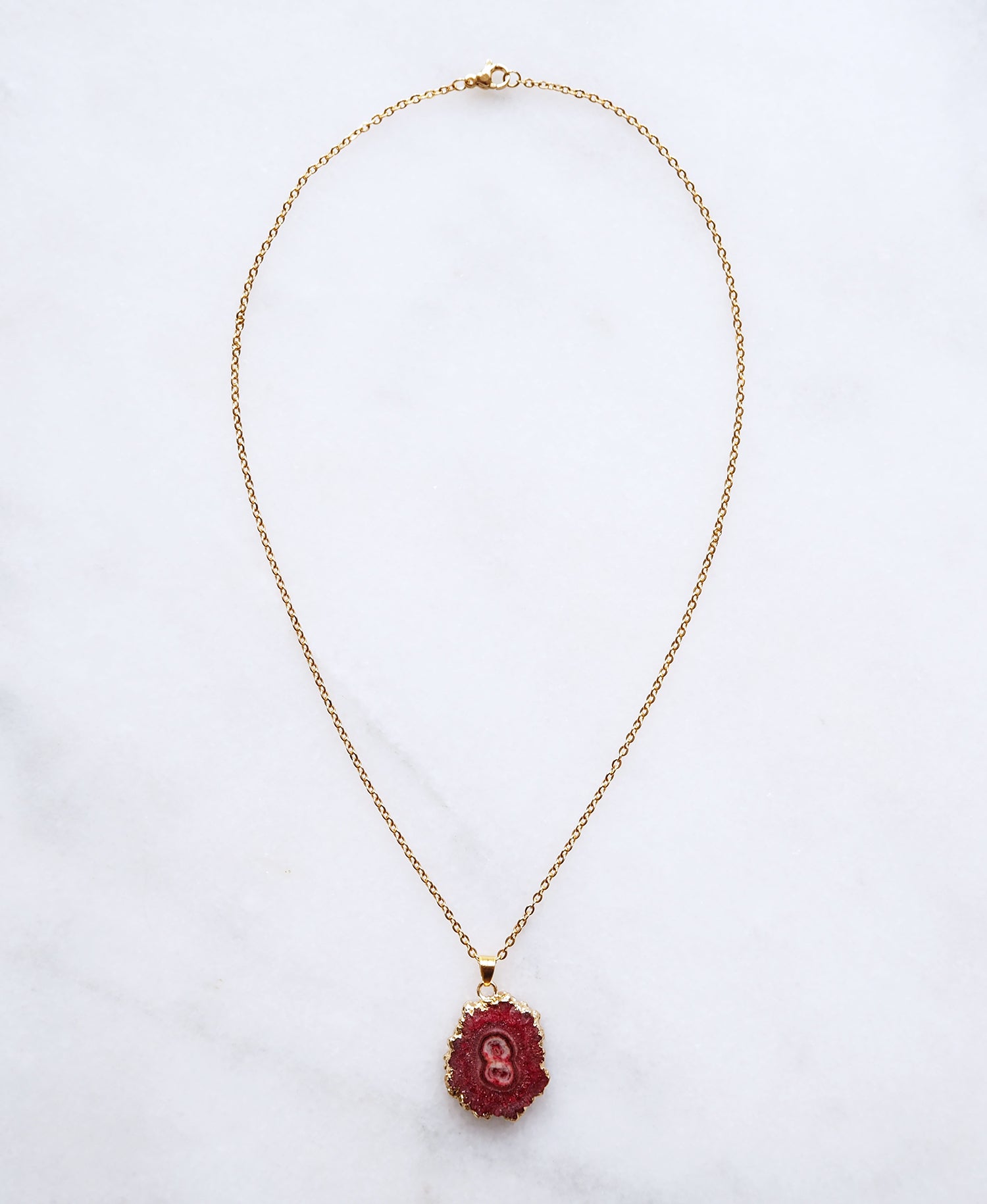 Strawberry Druzy Agate Necklace