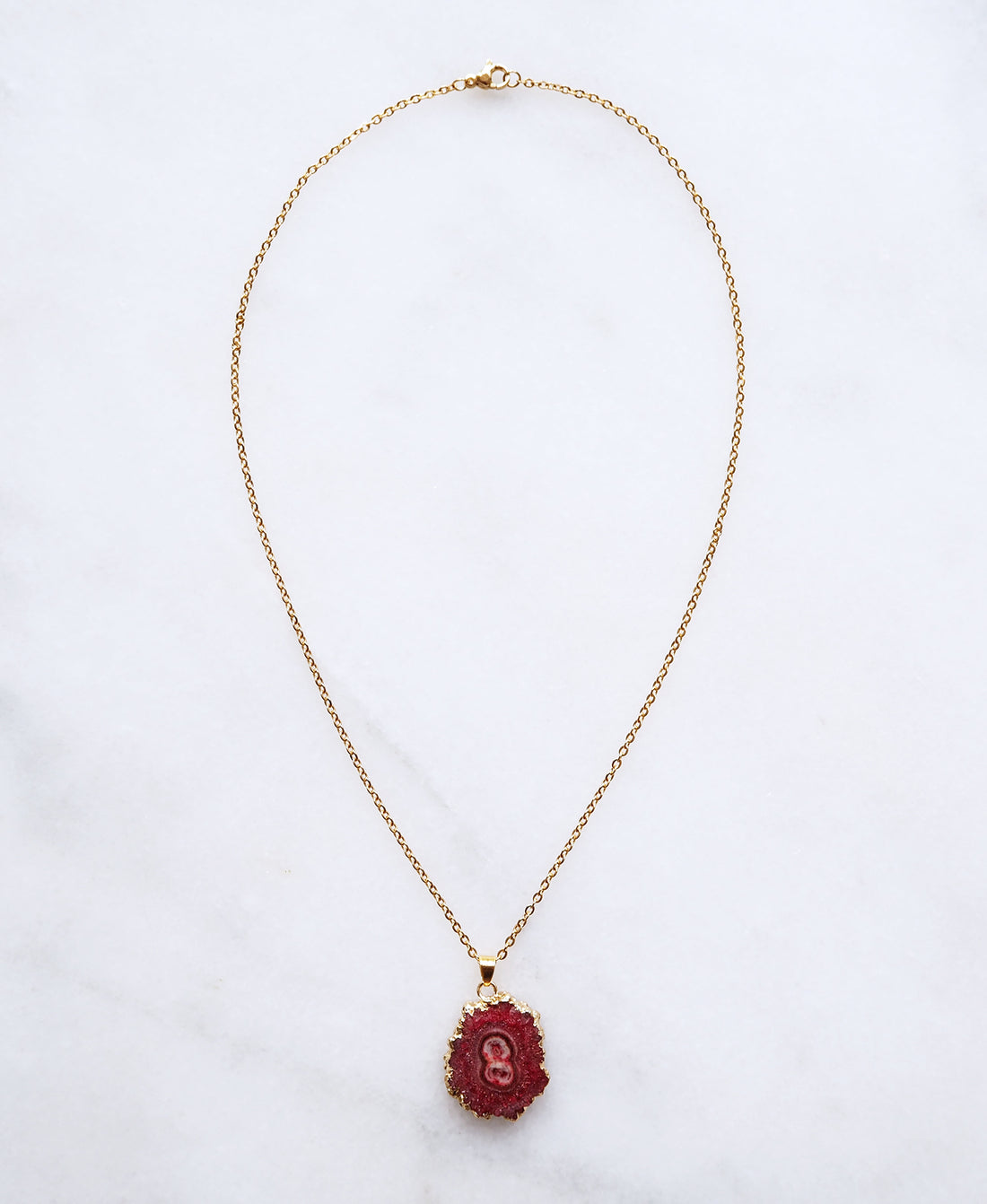 Strawberry Druzy Agate Necklace