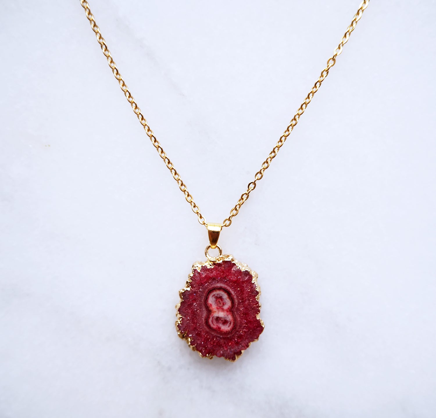 Strawberry Druzy Agate Necklace